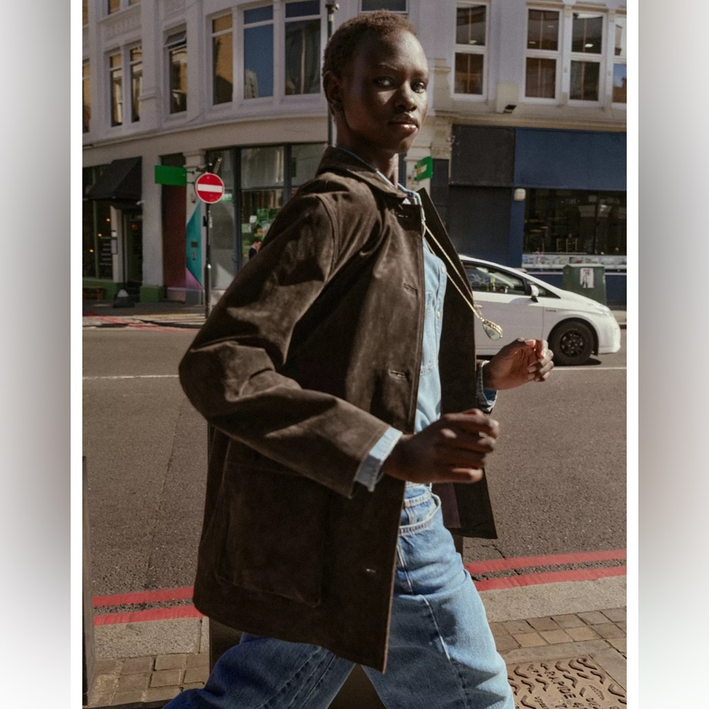 ZARA 100% SUEDE LEATHER JACKET NWT - Picture 10 of 16